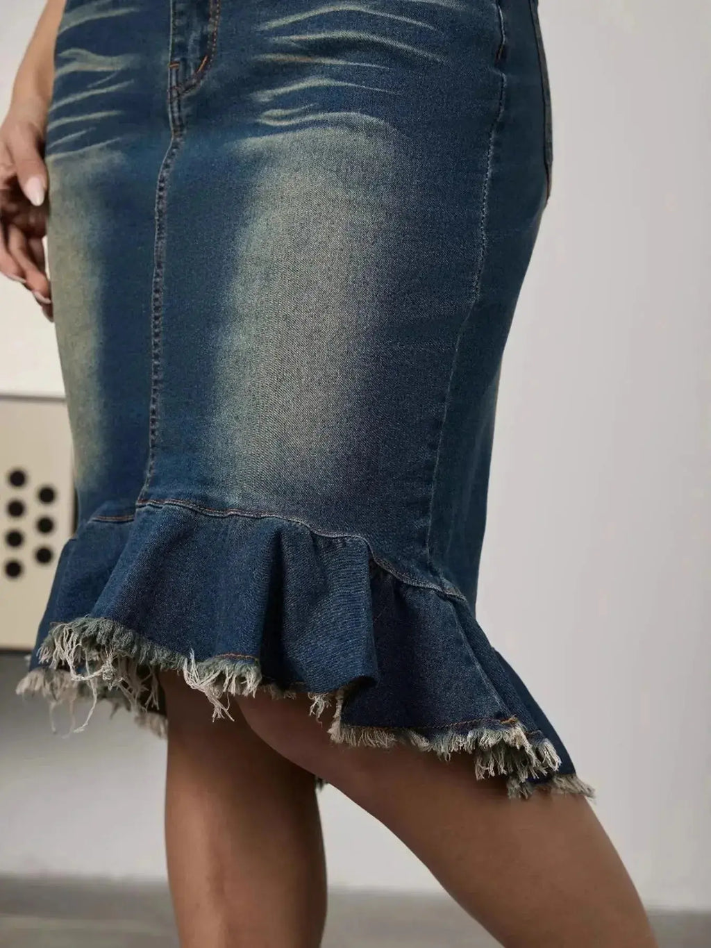 Raw Hem Mermaid Denim Skirt - Plush Fashion Hub
