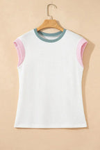 Contrast Trim Ribbed Knit Sleeveless Top - Plush Fashion Hub