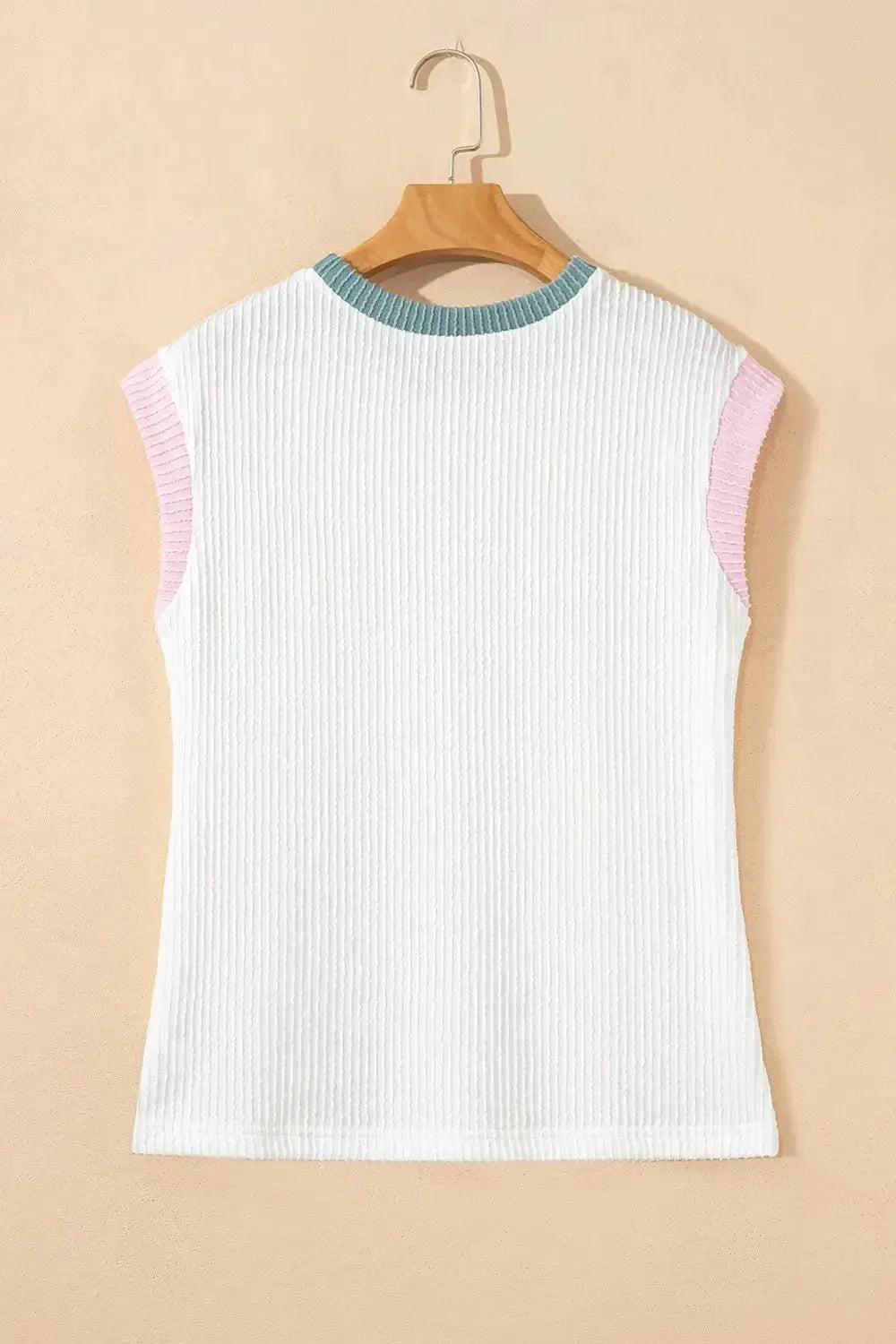 Contrast Trim Ribbed Knit Sleeveless Top - Plush Fashion Hub