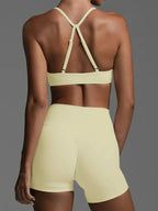 Ruched Sports Bra and High-Waisted Shorts Active Set - Plush Fashion Hub