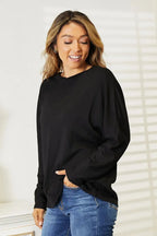 Double Take Seam Detail Round Neck Long Sleeve Top - Plush Fashion Hub