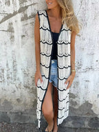 Sleeveless Crochet Longline Cardigan - Plush Fashion Hub