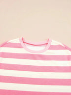 Stripe Cap Sleeve Pocketed Shift Dress - Plush Fashion Hub