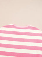 Stripe Cap Sleeve Pocketed Shift Dress - Plush Fashion Hub