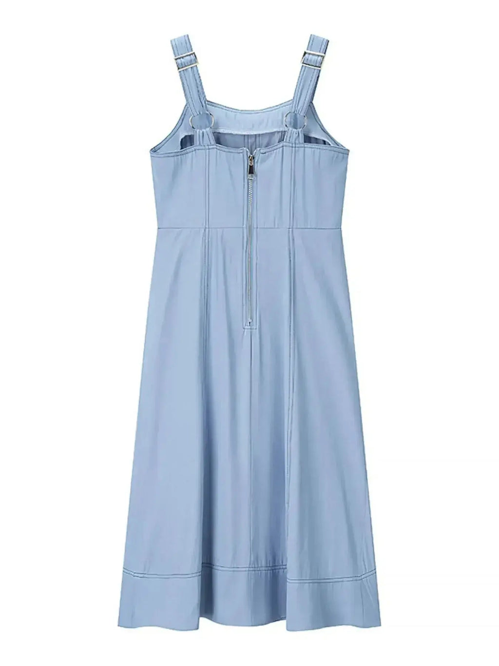 Wide Strap Sweetheart Neck Denim Dress - Plush Fashion Hub