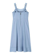 Wide Strap Sweetheart Neck Denim Dress - Plush Fashion Hub
