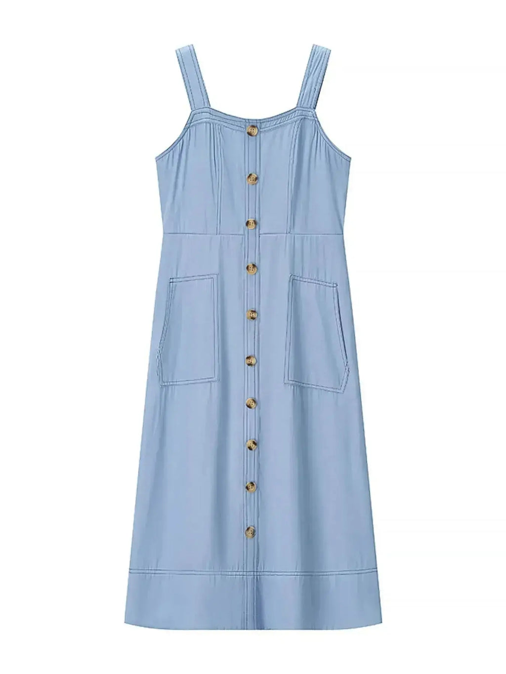 Wide Strap Sweetheart Neck Denim Dress - Plush Fashion Hub