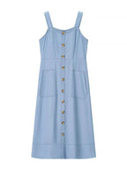 Wide Strap Sweetheart Neck Denim Dress - Plush Fashion Hub
