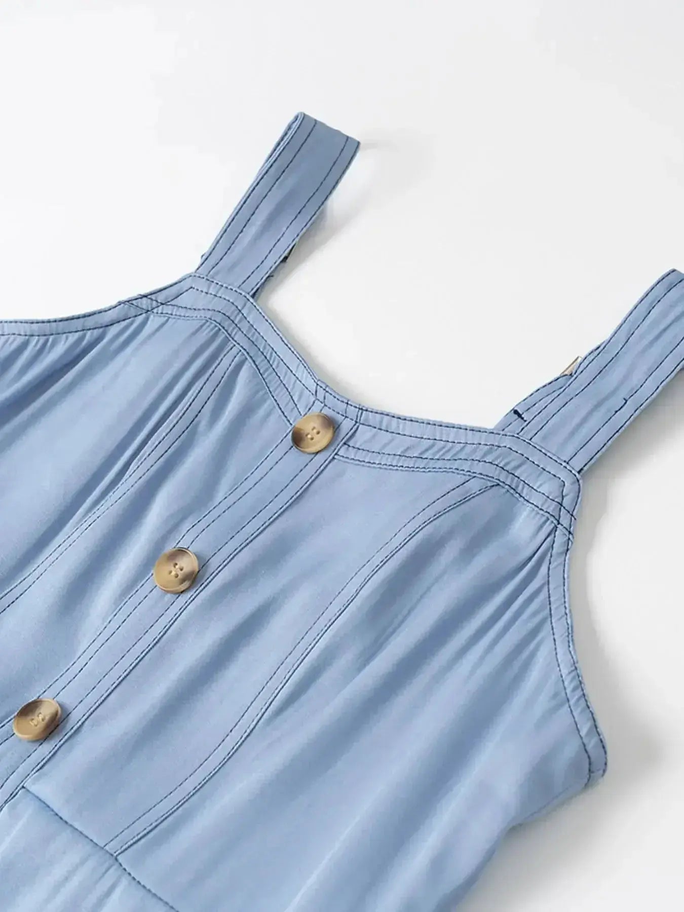 Wide Strap Sweetheart Neck Denim Dress - Plush Fashion Hub
