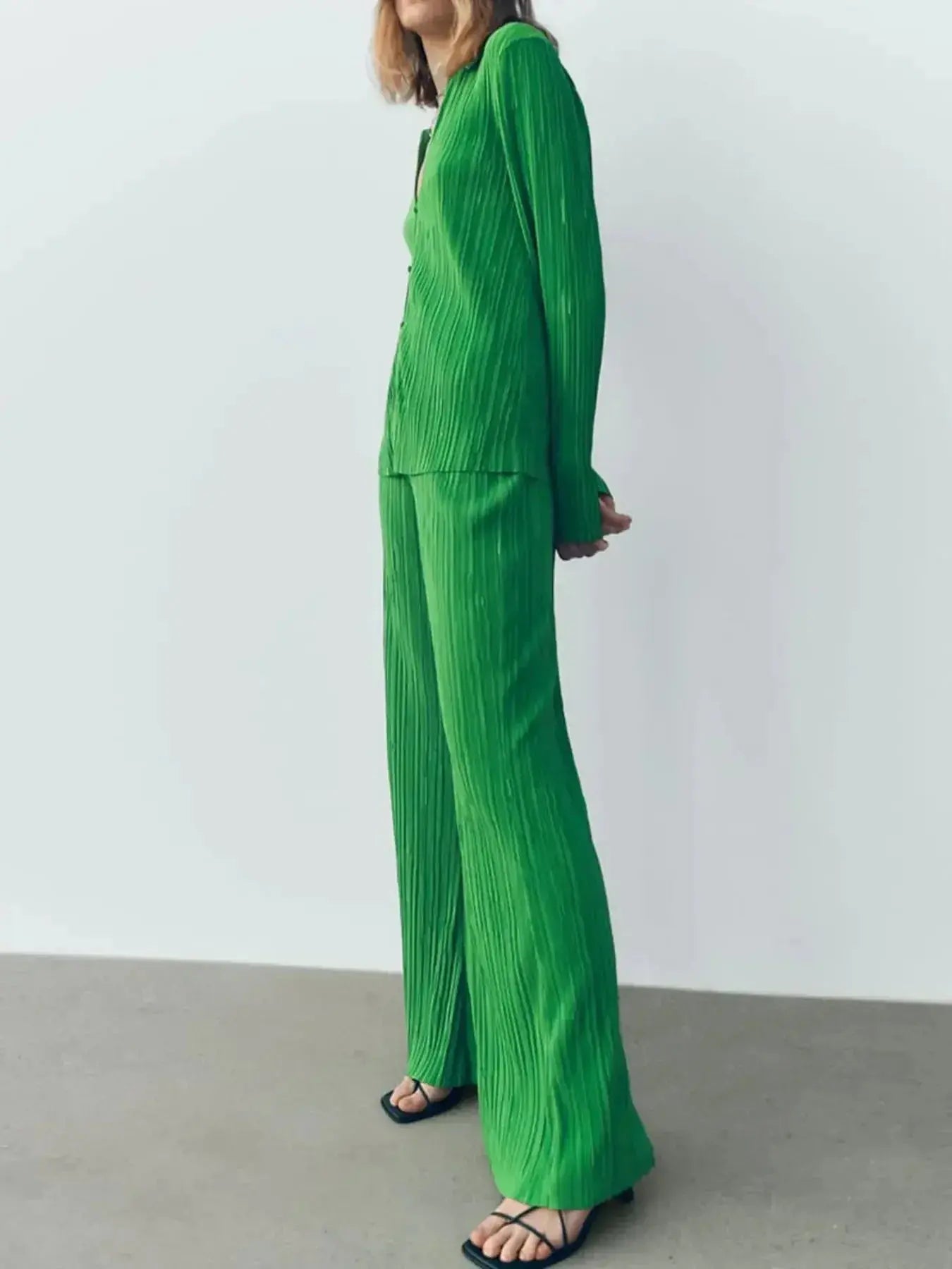 Texture Long Sleeve Top and Pants Lounge Set - Plush Fashion Hub
