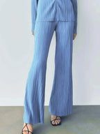 Texture Long Sleeve Top and Pants Lounge Set - Plush Fashion Hub