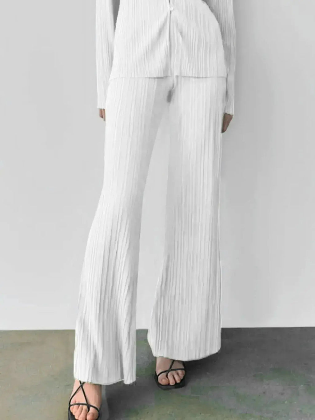 Texture Long Sleeve Top and Pants Lounge Set - Plush Fashion Hub