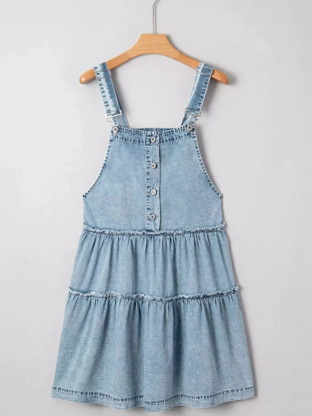 Tiered Flowy Overall Denim Dress - Plush Fashion Hub
