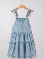 Tiered Flowy Overall Denim Dress - Plush Fashion Hub
