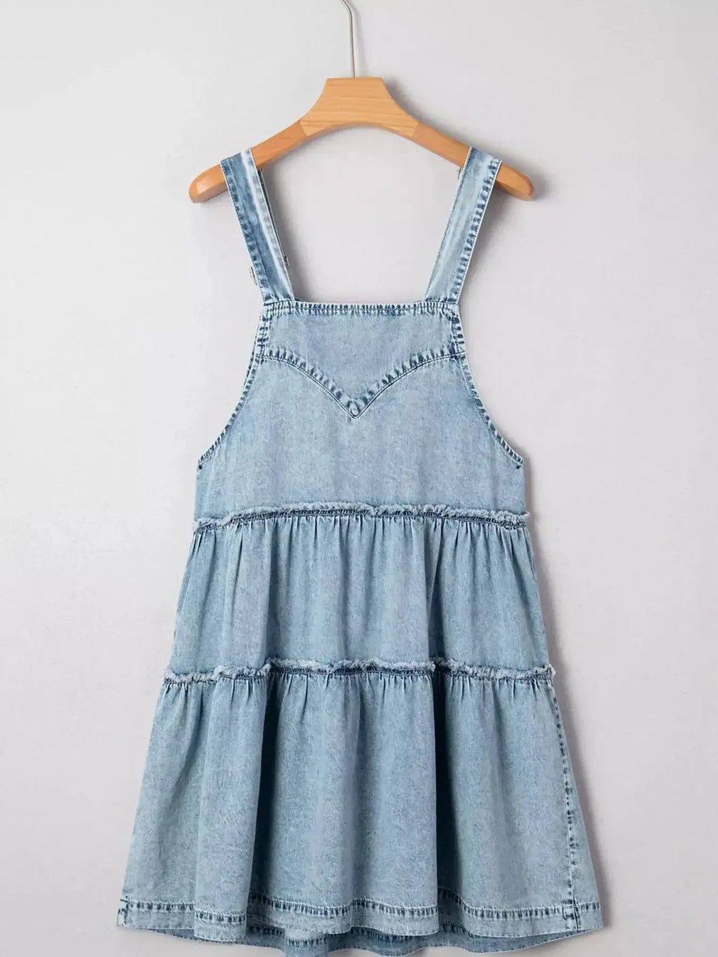 Tiered Flowy Overall Denim Dress - Plush Fashion Hub