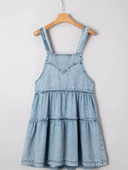 Tiered Flowy Overall Denim Dress - Plush Fashion Hub
