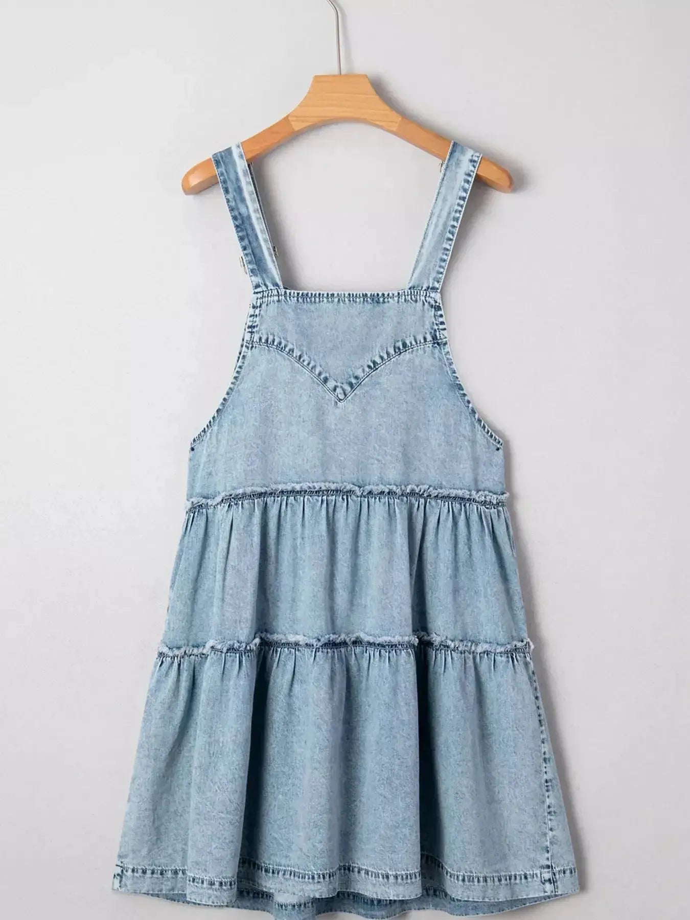 Tiered Flowy Overall Denim Dress - Plush Fashion Hub