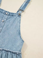 Tiered Flowy Overall Denim Dress - Plush Fashion Hub
