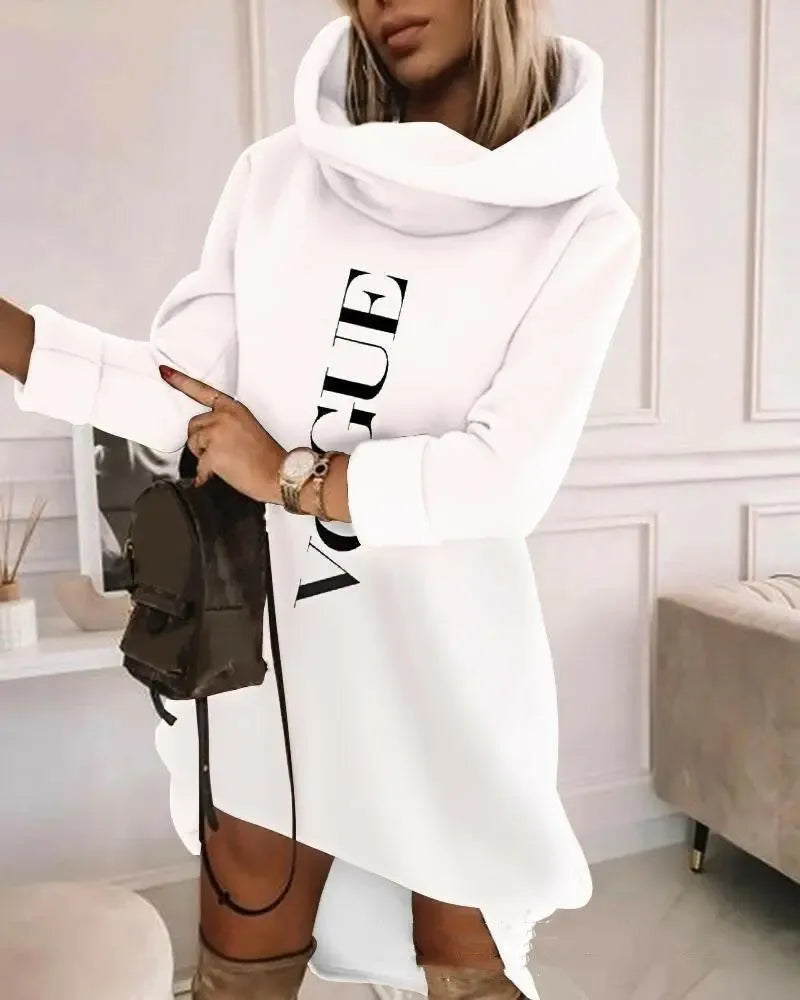 Women's Turtleneck Hooded Mid-length Sweater - Plush Fashion Hub