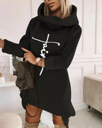 Women's Turtleneck Hooded Mid-length Sweater - Plush Fashion Hub