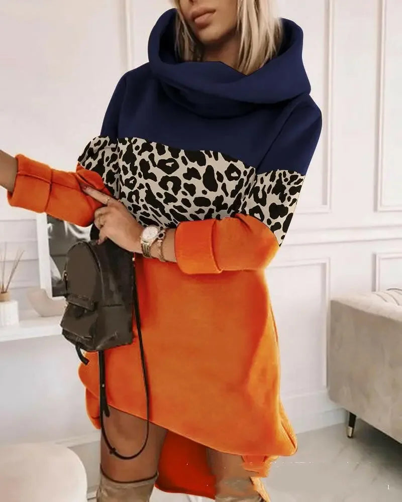 Women's Turtleneck Hooded Mid-length Sweater - Plush Fashion Hub