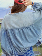 Washed Zip Up Denim Jacket - Plush Fashion Hub