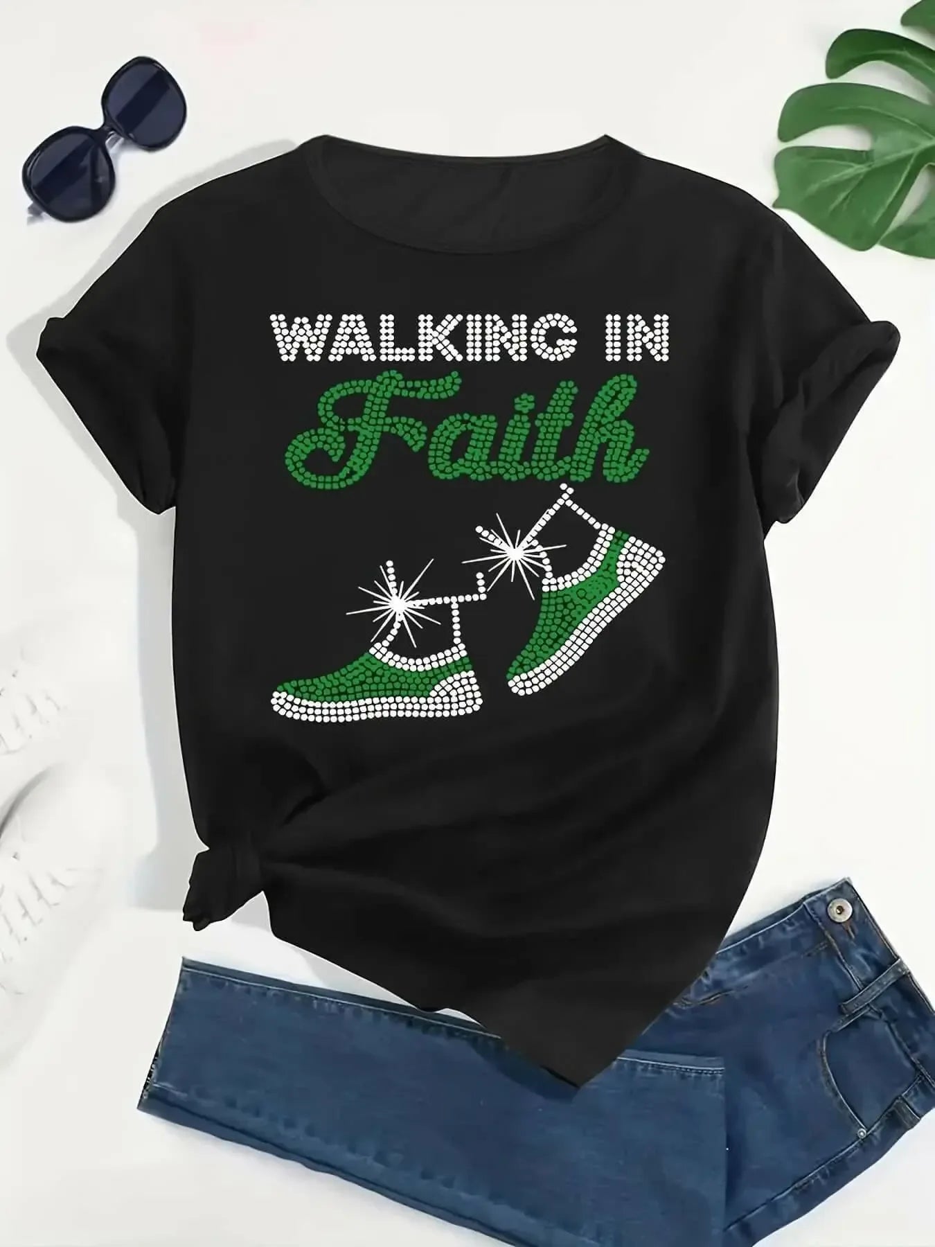 Women's "Walking in Faith" Graphic Tee - Plush Fashion Hub