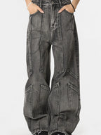 Men's wide-leg denim jeans from Plush Fashion Shop, showing the relaxed fit and classic blue denim fabric.