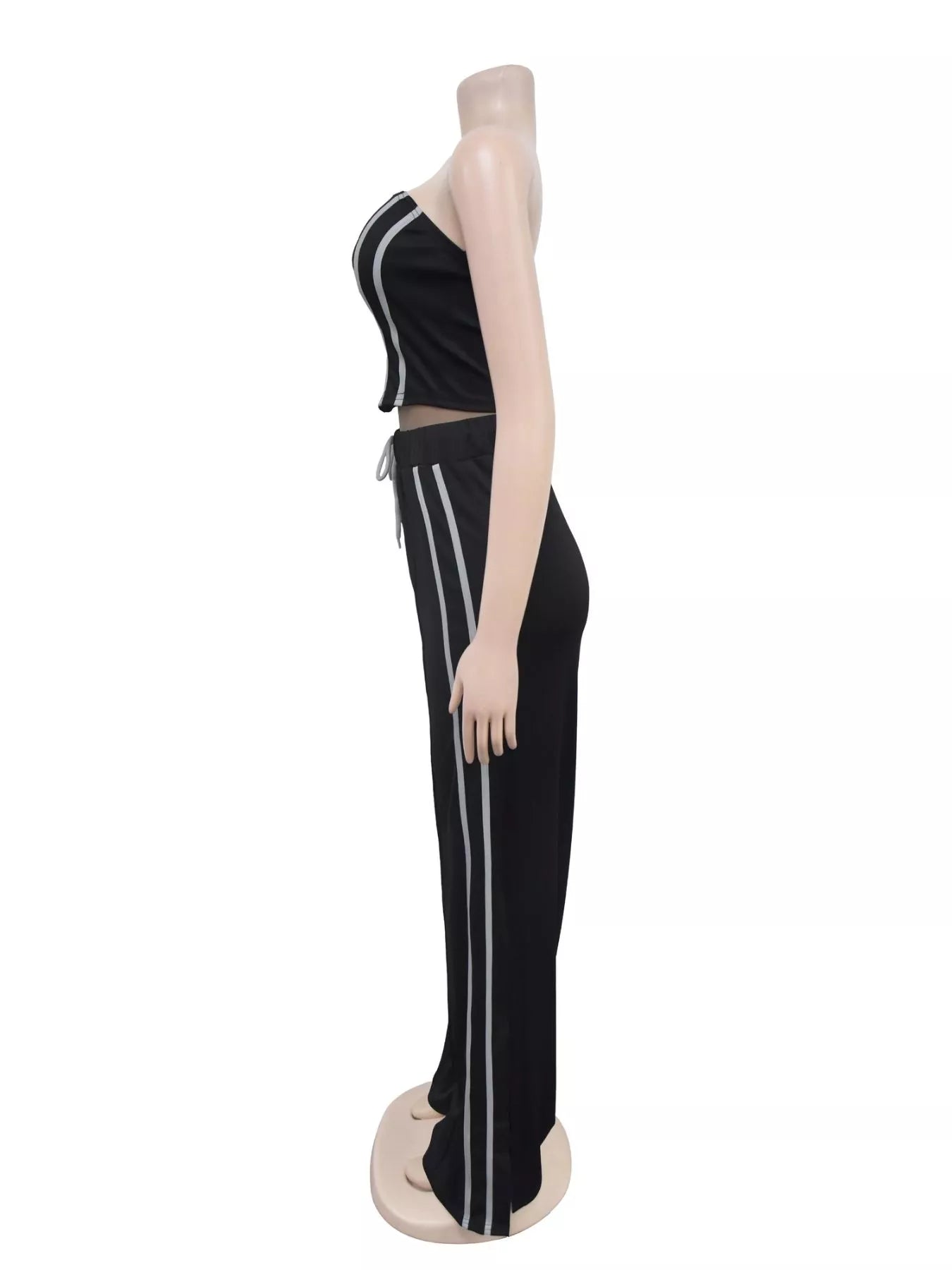 Sleeveless tube top and wide-leg pants set by Trendsi, featuring a stylish matching outfit with a fitted tube top and flowy pants.