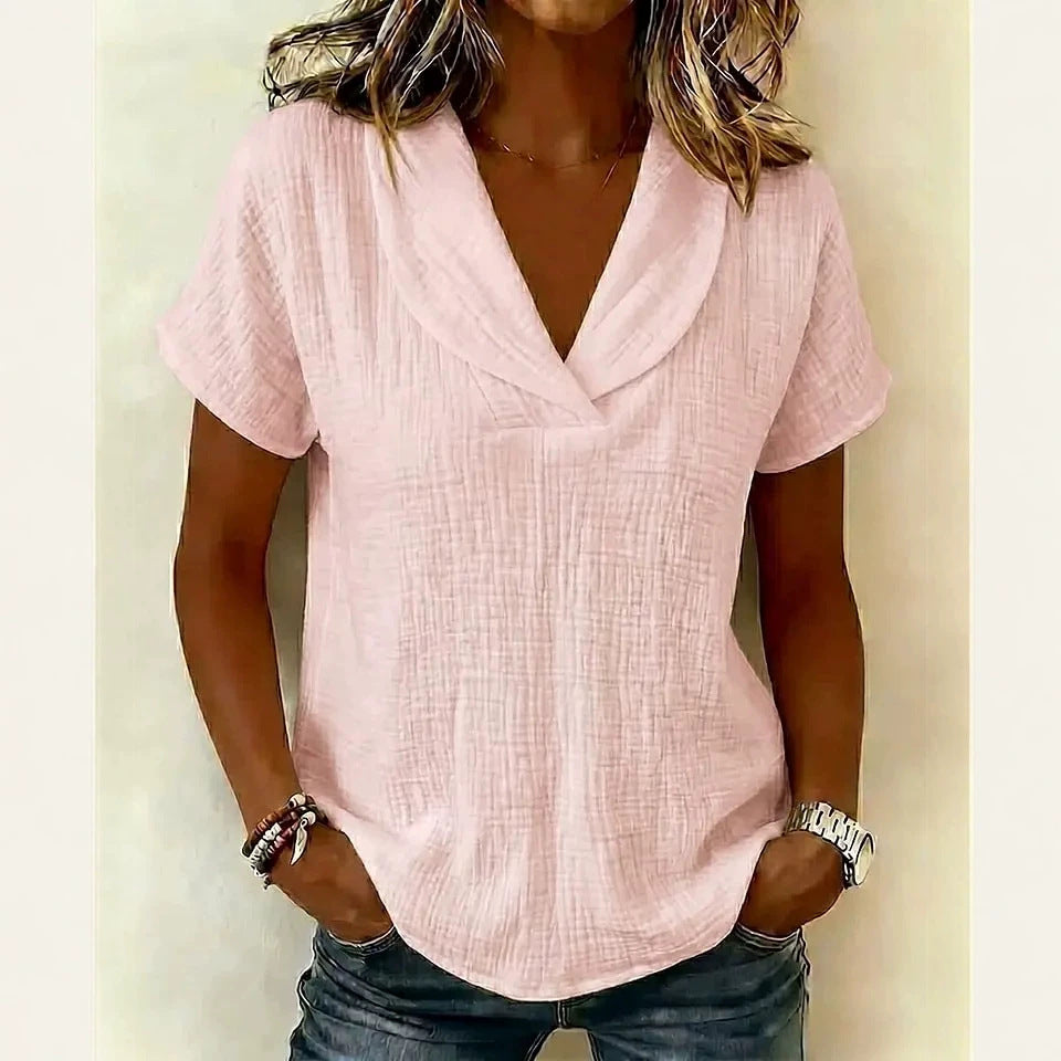 Women's Knitted Short-Sleeve Butterfly Collar Top FitiqueFit