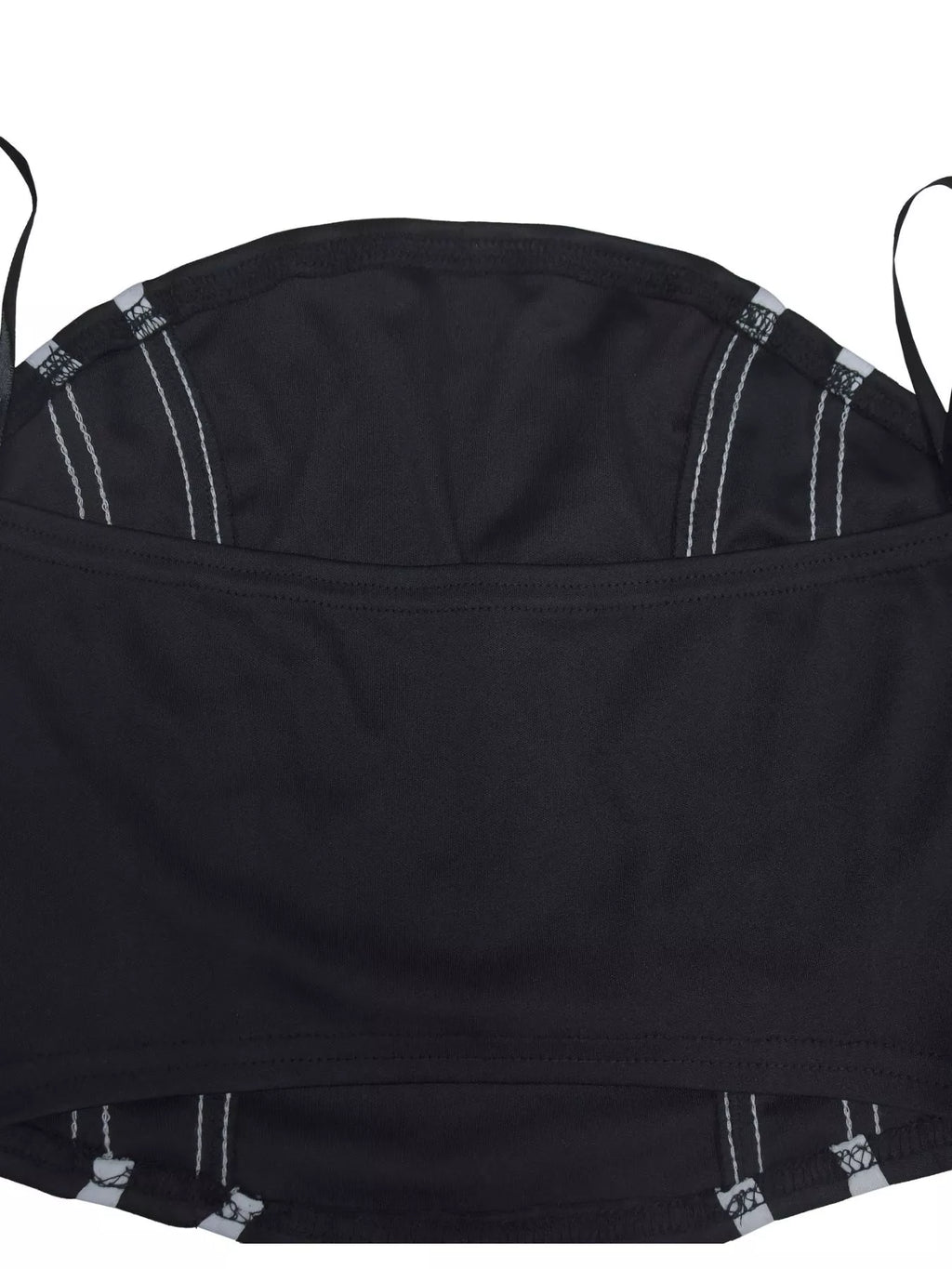 Trendsi sleeveless tube top and wide-leg pants set shown in black, with the top fitted and pants flowing wide-leg style.