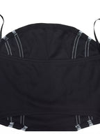Trendsi sleeveless tube top and wide-leg pants set shown in black, with the top fitted and pants flowing wide-leg style.