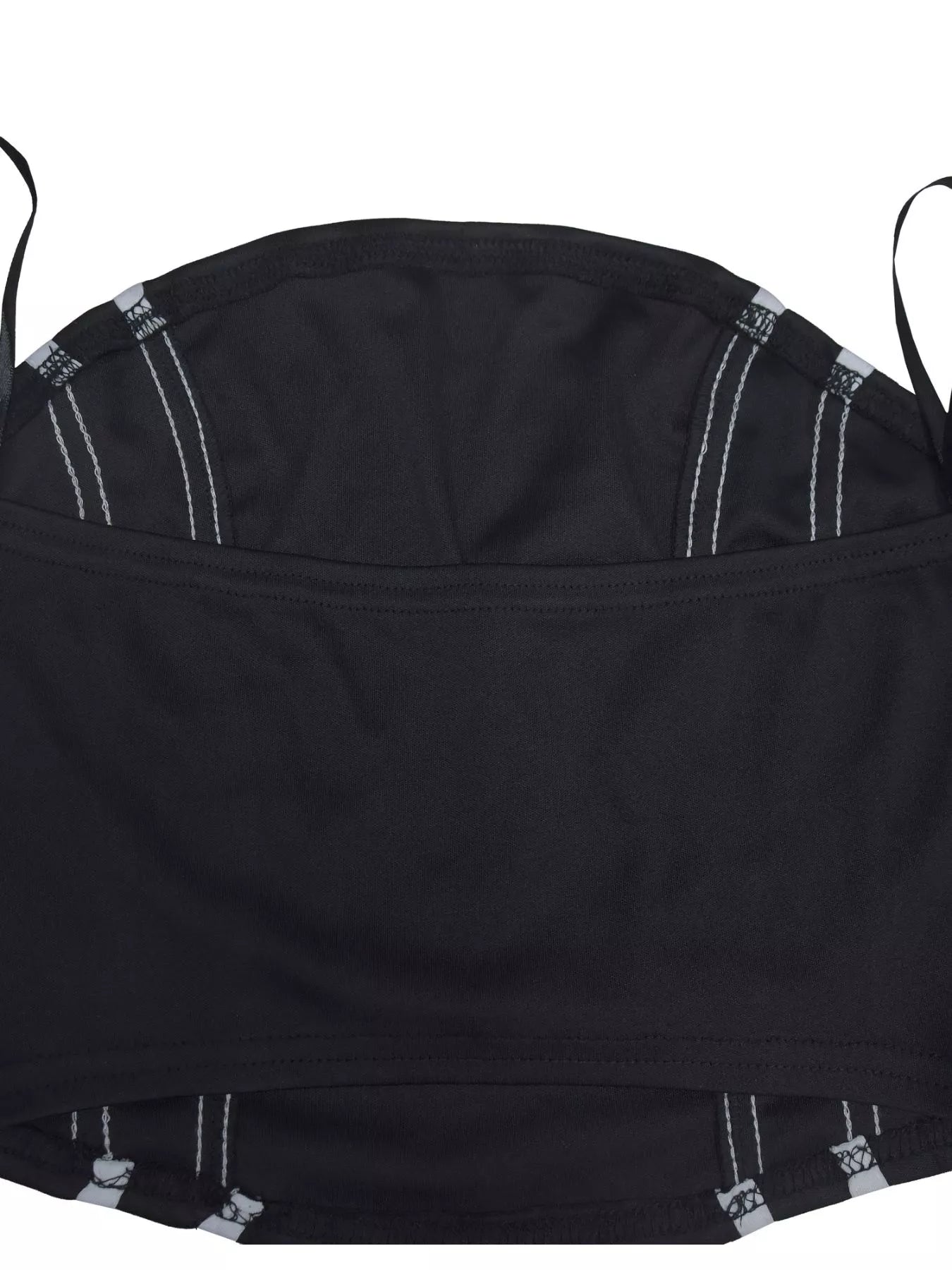 Trendsi sleeveless tube top and wide-leg pants set shown in black, with the top fitted and pants flowing wide-leg style.