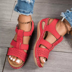Open toe wedge sandals by Trendsi, stylish footwear with a comfortable wedge heel and open toe design for casual or summer wear.