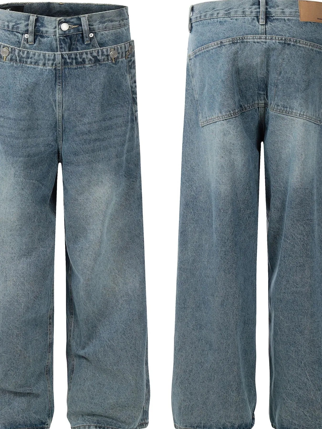 Men's wide leg cargo jeans from Trendsi featuring a relaxed fit, multiple pockets, and durable denim fabric.