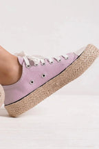 Beast Fashion Lace Up Woven Espadrille Sole Sneakers - Plush Fashion Hub