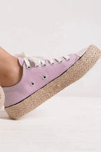Beast Fashion Lace Up Woven Espadrille Sole Sneakers - Plush Fashion Hub