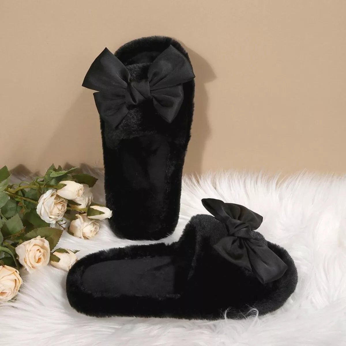Bow Open Toe Flats Slippers - Plush Fashion Hub
