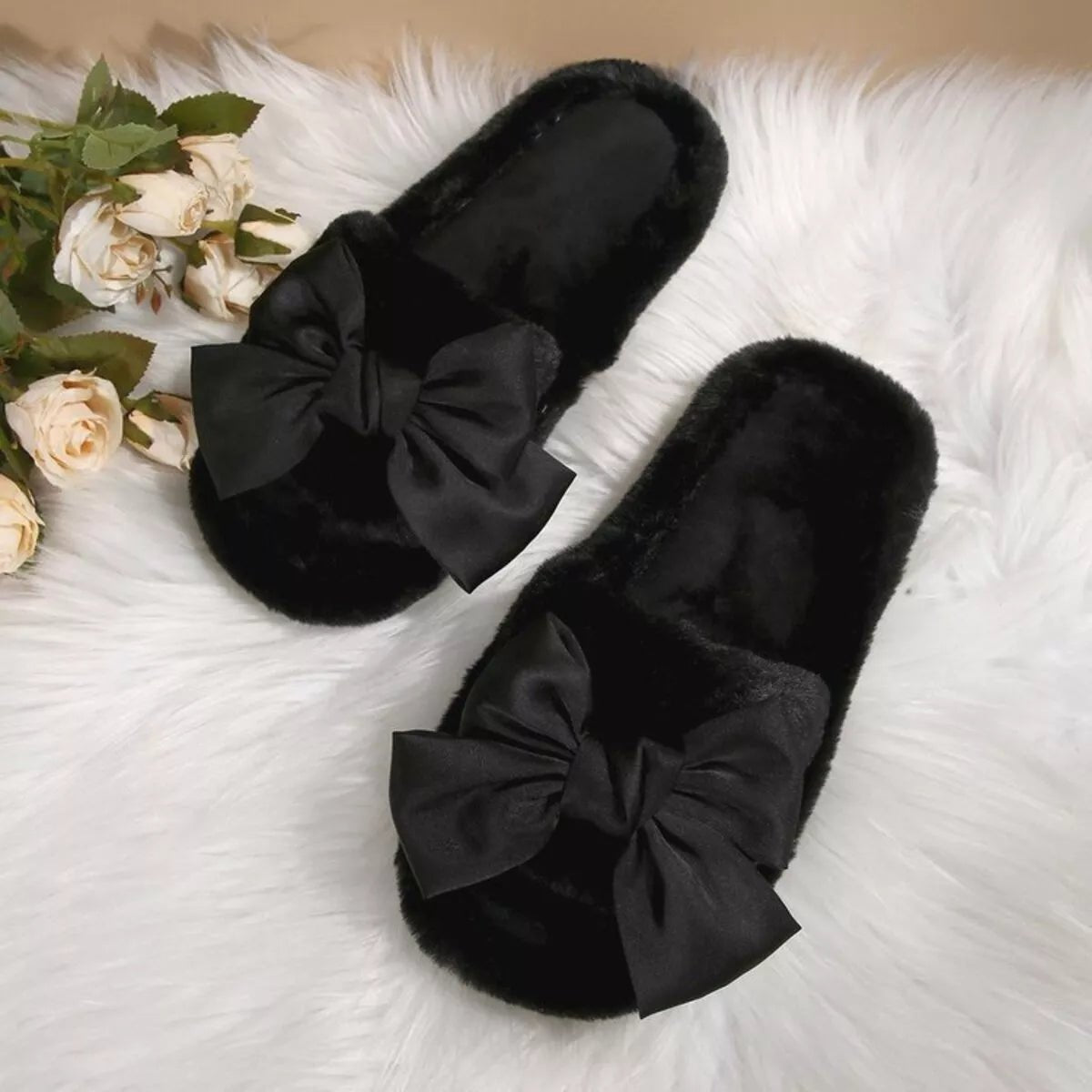 Bow Open Toe Flats Slippers - Plush Fashion Hub