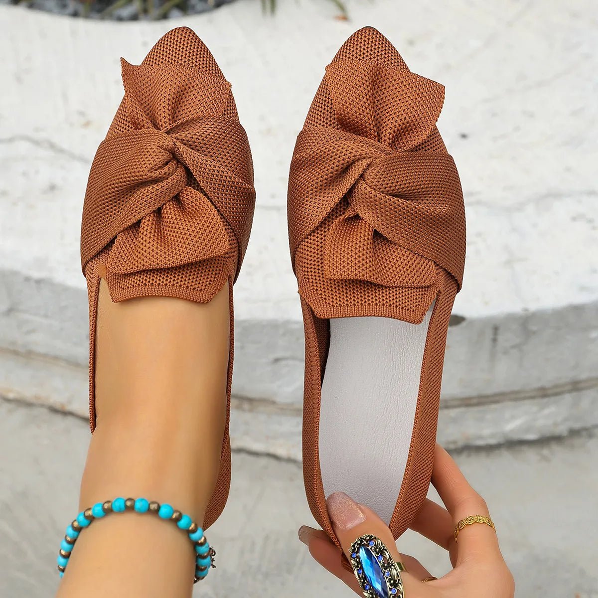 Bow Point Toe Flats Slip - Ons - Plush Fashion Hub