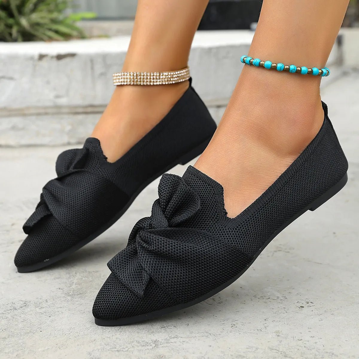 Bow Point Toe Flats Slip - Ons - Plush Fashion Hub
