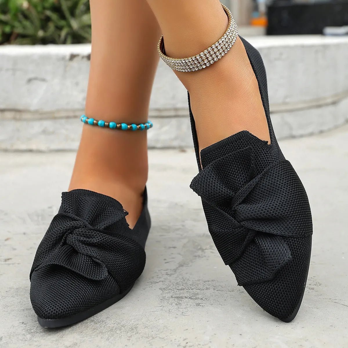 Bow Point Toe Flats Slip - Ons - Plush Fashion Hub