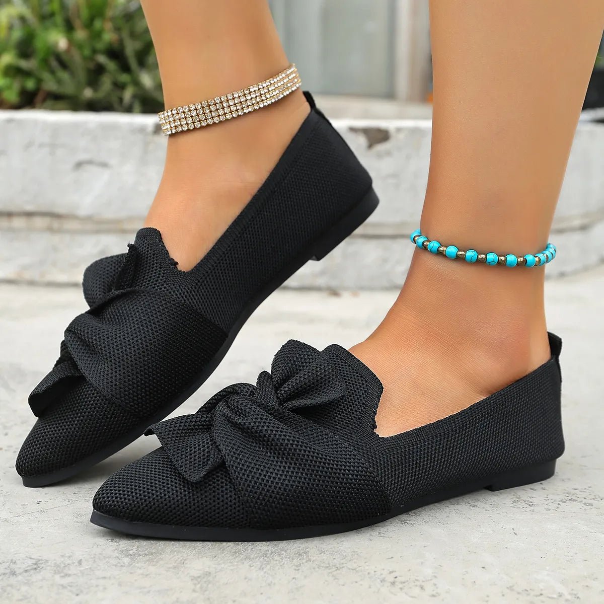 Bow Point Toe Flats Slip - Ons - Plush Fashion Hub