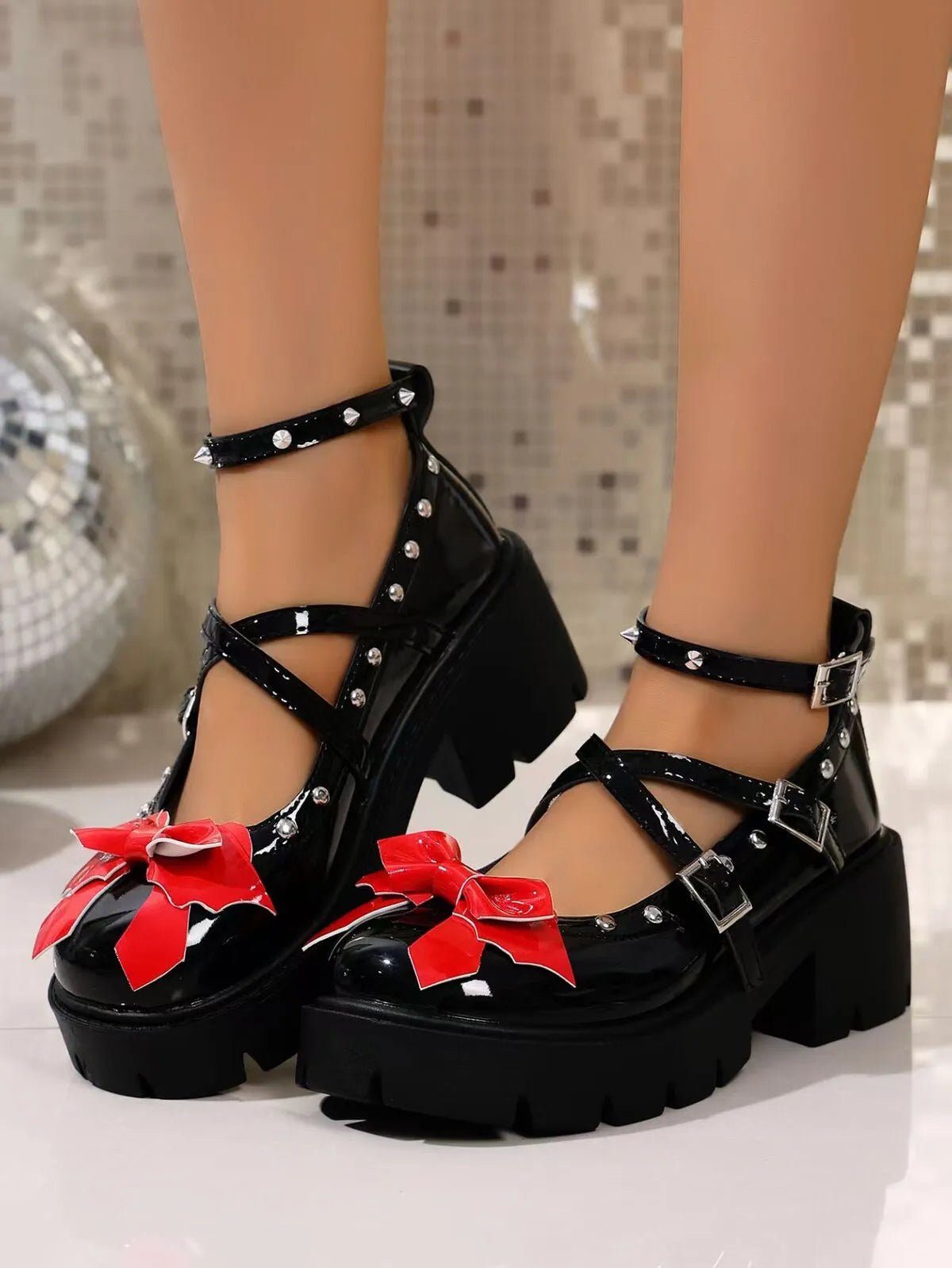 Bow Round Toe Block Heels Pumps - Plush Fashion Hub