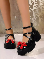 Bow Round Toe Block Heels Pumps - Plush Fashion Hub