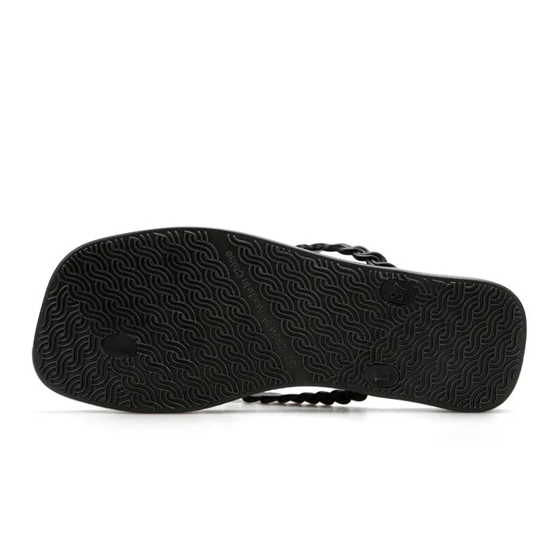 Braided Strap Beach Toe Post Slippers - Plush Fashion Hub
