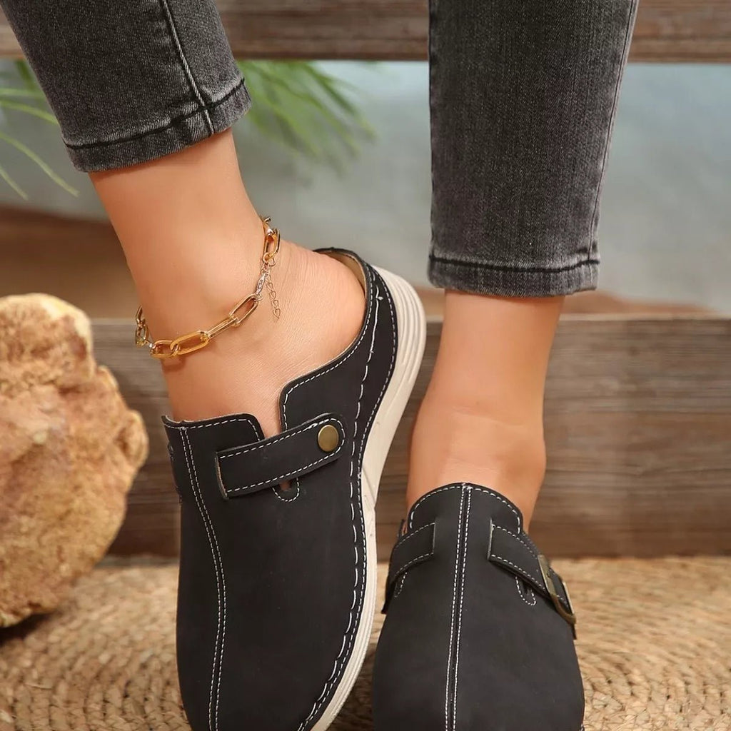 Buckle Accent Slip - Ons - Plush Fashion Hub