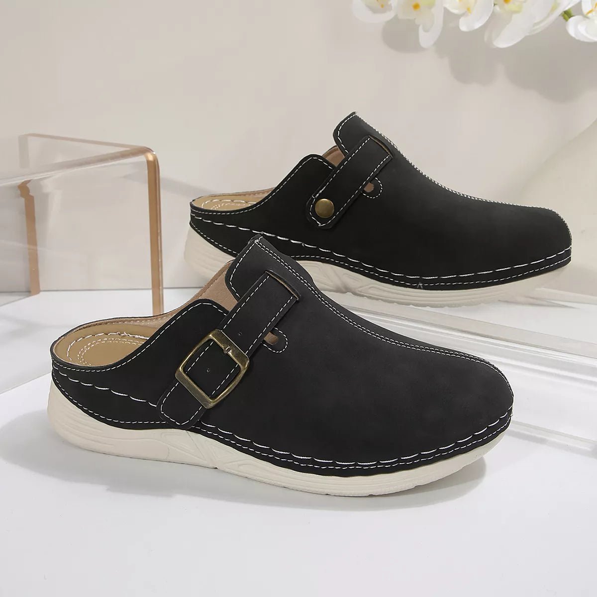 Buckle Accent Slip - Ons - Plush Fashion Hub