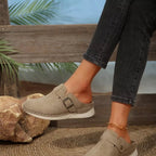 Buckle Accent Slip - Ons - Plush Fashion Hub