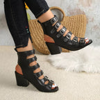 Buckle Block Heels Sandals - Plush Fashion Hub